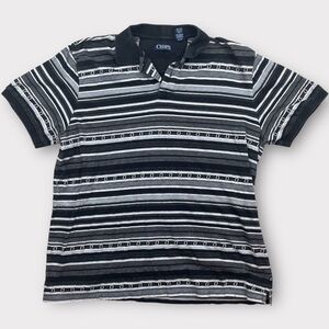Chaps Striped Polo Shirt Men’s XL Black Gray White 100% Cotton